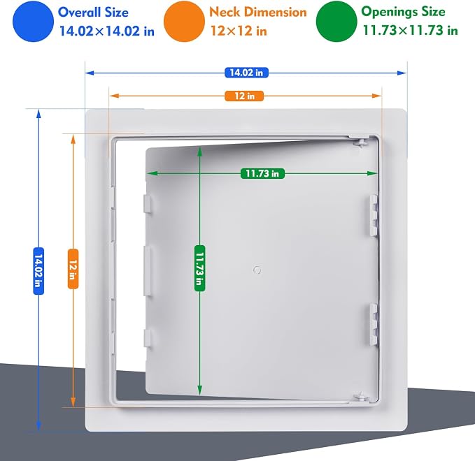 12"x12" Plastic Access Panel, Drywall Ceiling Access Door White - Image 2