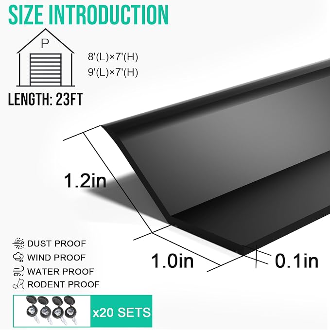 Garage Door Seal Top and Sides - 23FT TPE Garage Door Weather Stripping Kit - Image 2