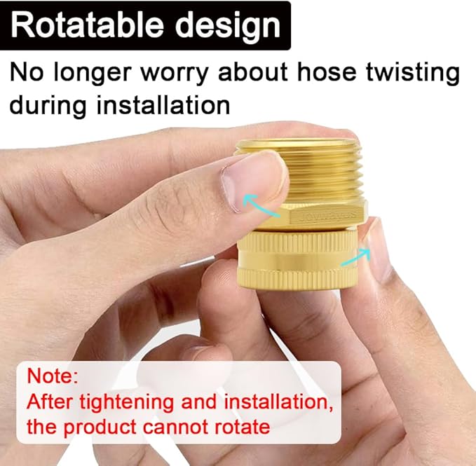 Joywayus Brass Swivel Pipe Fitting 3/4" GHT Female x 1" NPT Male | Garden Hose - Image 2