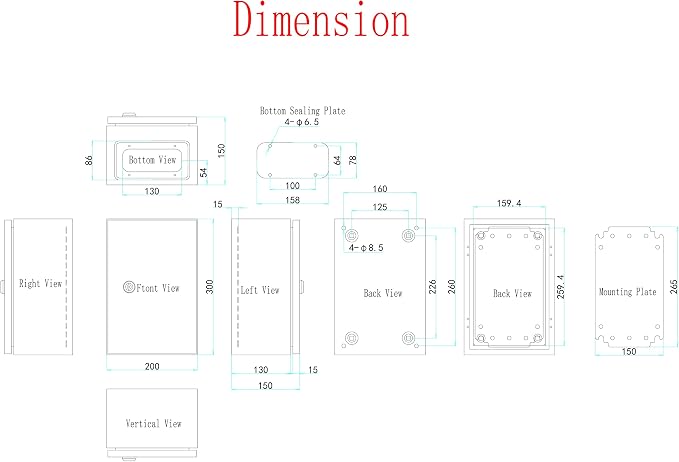 VEVOR Electrical Enclosure, UL Certified NEMA 4 Outdoor IP65 Waterproof - Image 6