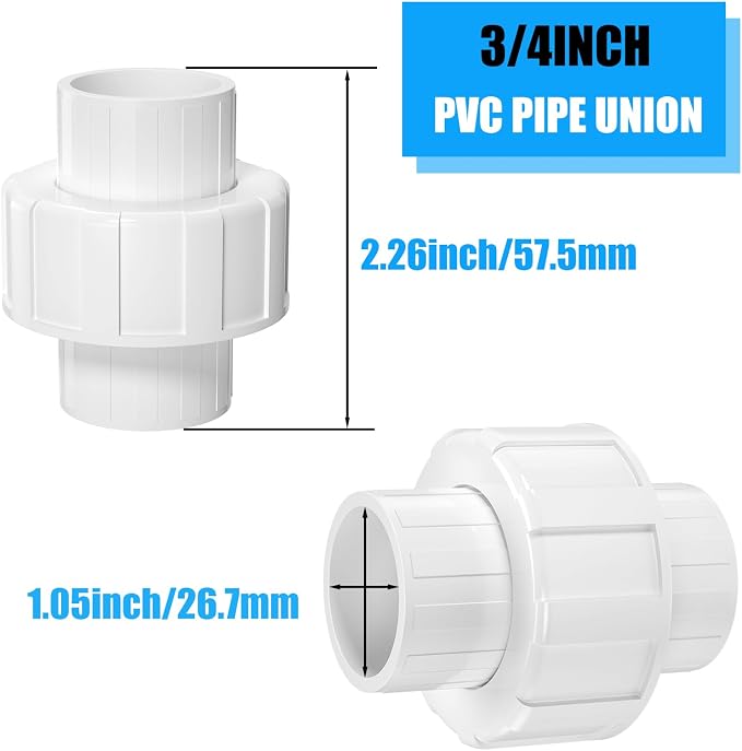 8PCS 3/4" PVC Union Coupling, Furniture Grade PVC Union - Image 2