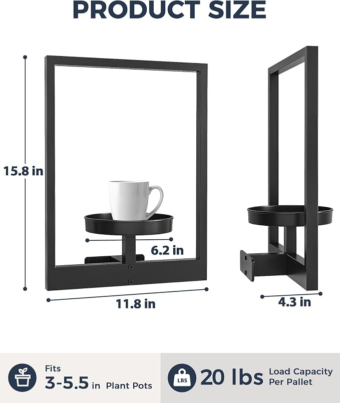 Bamworld Wall Plant Holder Plant Stand Indoor Wall Planters Black | Wall - Image 2