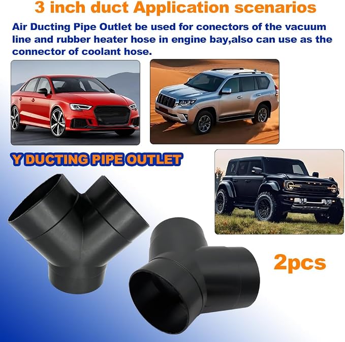 Car Heater Warm Straight 3 Way Air Ducting Pipe 75mm Y Shape Outlet Connector 3 - Image 6