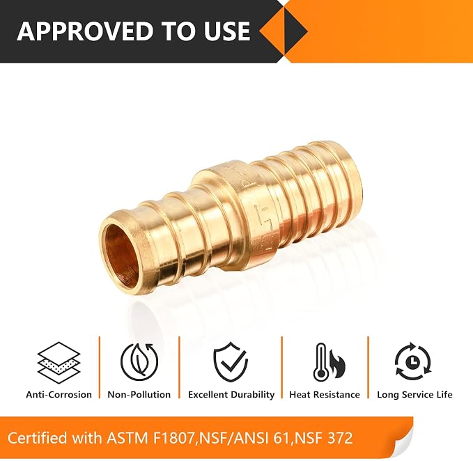 10PC HeSun 1/2" PEX Crimp X 1/2" PB Polybutylene Transition Coupling | Brass - Image 5