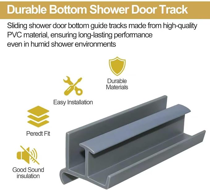 Gray Sliding Shower Door Bottom Guide - Image 3