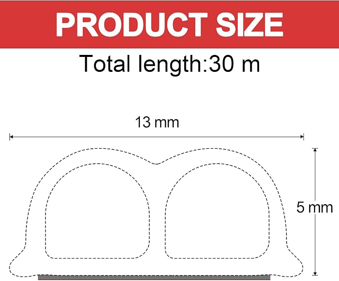 98.4 Feet Universal Self Adhesive Weather Seal Strip, 51/100 x 1/5 Inch Thick - Image 2