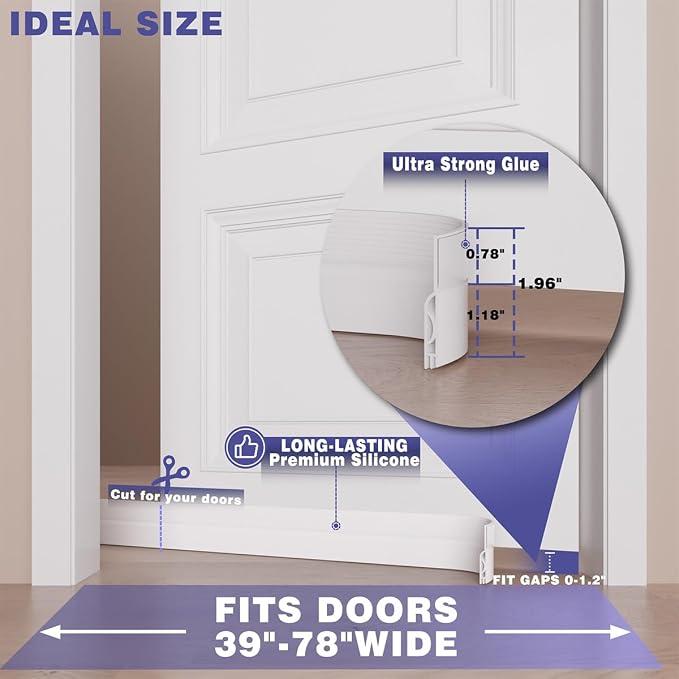 Door Draft Stopper, Adjustable Door Sweep - Image 7