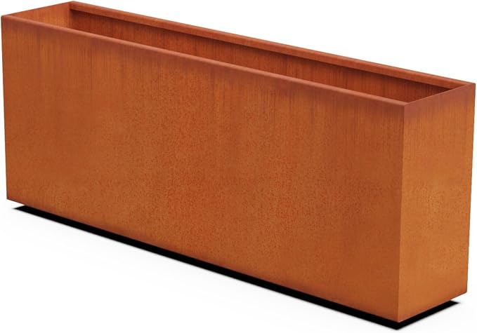 Large Rectangular Planters for Outdoor Plants 60x12x24 Inch Corten Steel Planter by Plantercraft