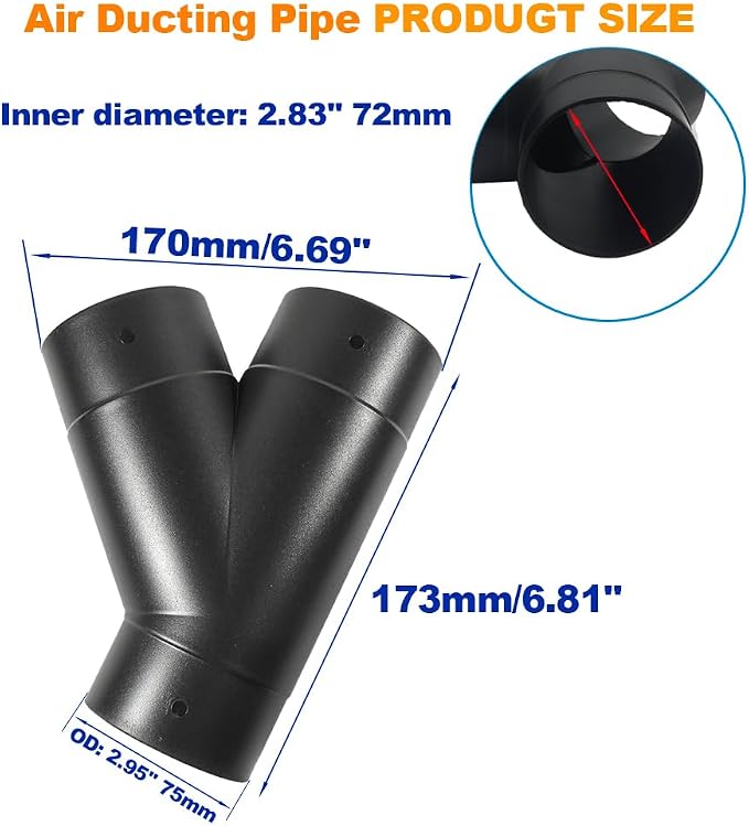 11306 3-Inch Y Fitting, 75mm 3 Way Ducting Pipe Y Shape Outlet Connector Duct - Image 4