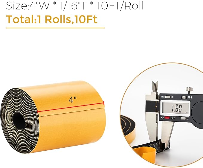Ravinte Weather Stripping Door Seal, 4 x 1/16" Adhesive Foam Tape, 10 FT | - Image 3