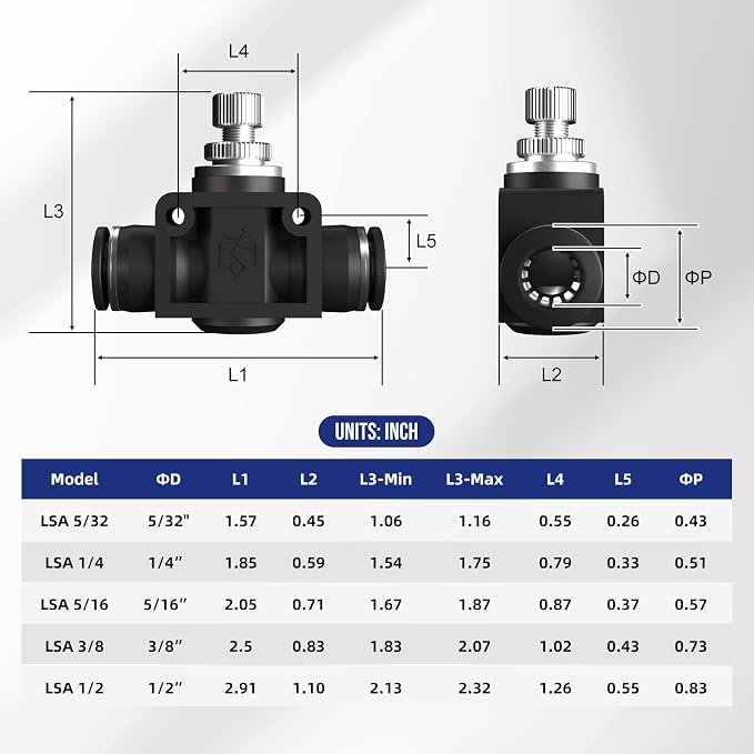 3/8 Push To Connect Valve, Shut Off Air Flow Control Fittings | Pneumatic - Image 3