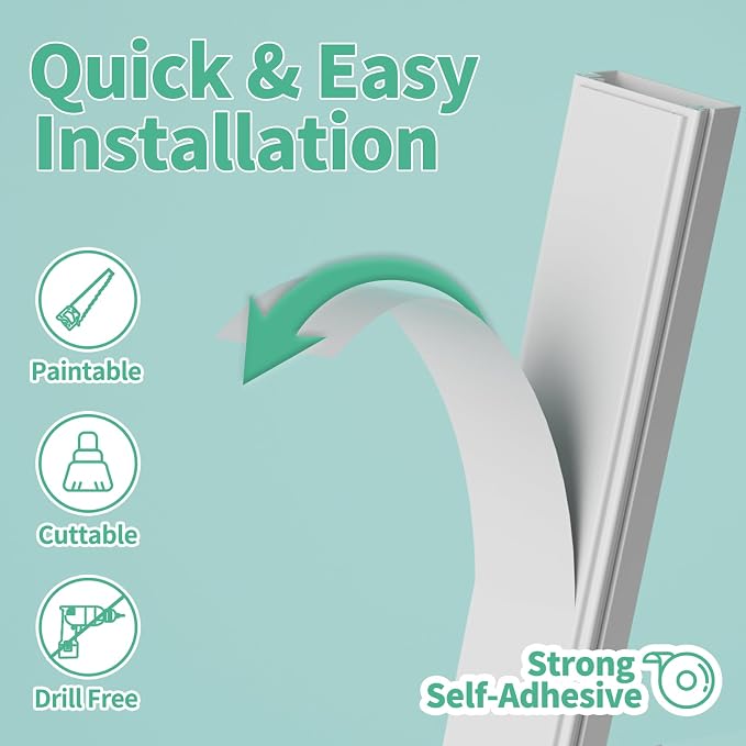 Delamu Cord Hider, 100in Self-Adhesive Cord Cover Kit - Image 3