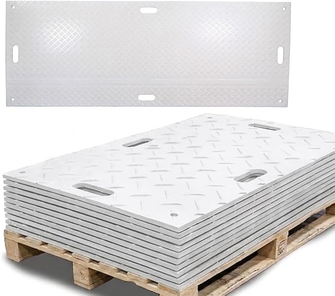 10 Pk 4' x 8' - 1/2" Thick Heavy Duty White Ground Protection Mats - Easily by MyteeProducts