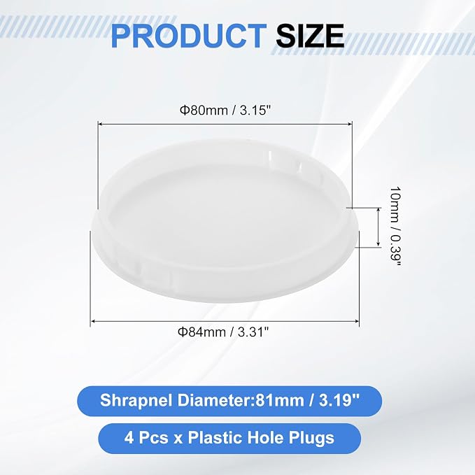 uxcell 4Pcs Plastic Hole Plugs, 80mm Flush Type Panel Plugs, Round Snap - Image 2