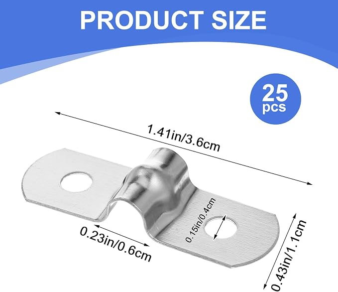 25Pcs 1/4" 304 Stainless Steel Rigid Pipes Strap Two Hole Straps U Bracket Pipe - Image 2