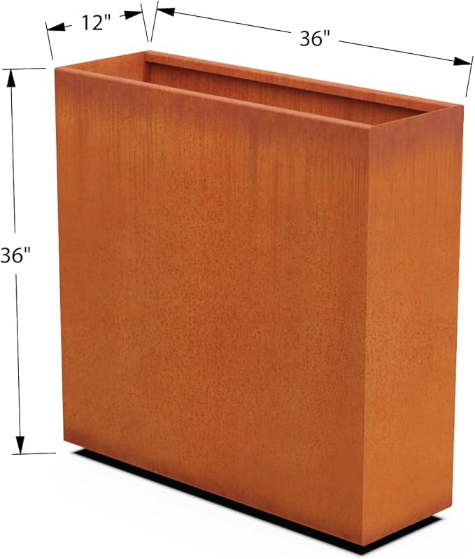 Large Rectangular Planters for Outdoor Plants – 36x12x36 Inch Tall Corten Steel - Image 5