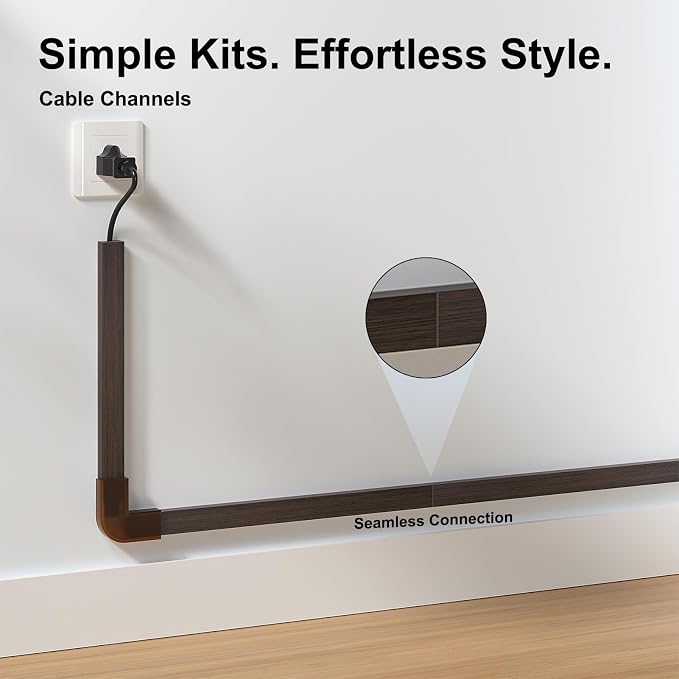 Yecaye Cord Covers for Wires on Wall, W0.95in H0.55in, Darkwood | TV Cord Hider - Image 3