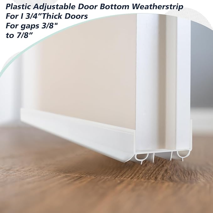 Lineshading 4 Sets Door Sweep Plastic PVC 1 3/4" x 36" Slide on Bottom Exterior - Image 3