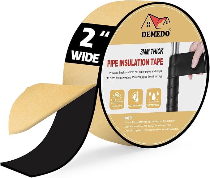 DEMEDO Pipe Insulation Tape, Pipe Wrap Insulation Foam Tape Self Adhesive by DEMEDO
