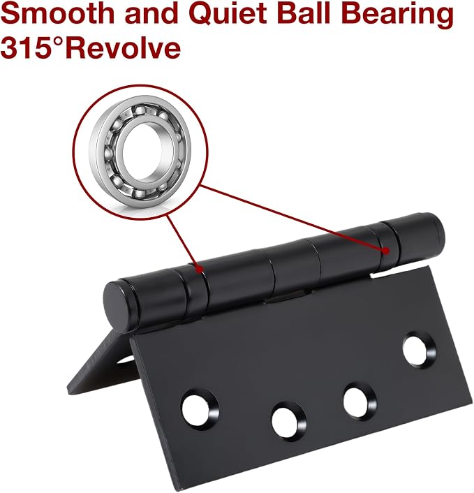 TDCHINGES Heavy Duty Door Hinges Matte Black 4.5 Inch x 4 1/2"Square 1 Pack | - Image 3