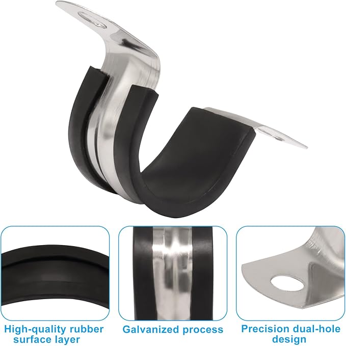BokWin 1 Inch Stainless Steel Rigid Pipe Strap, 2 Holes U Bracket, Cable Clamp - Image 4