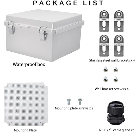 Waterproof Electrical Box, IP67 Junction Box Stainless Steel Latch Hinged Grey - Image 5