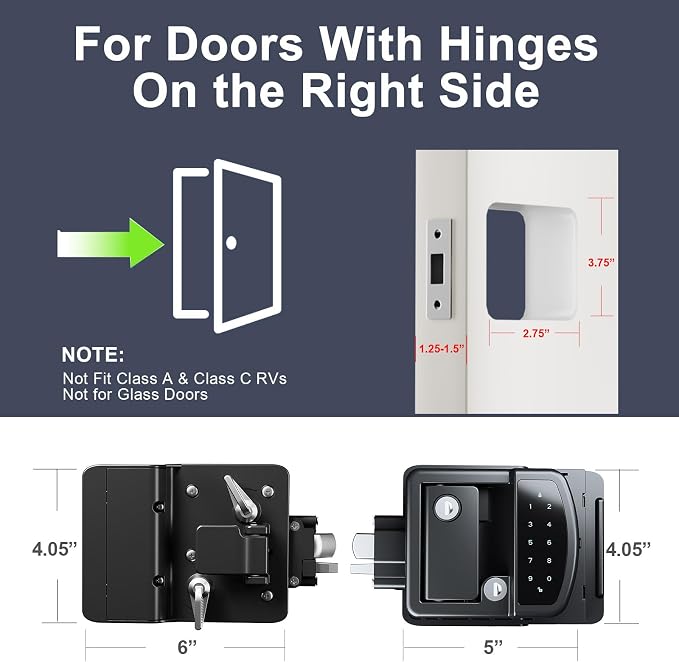RV Door Lock Replacement, All-Metal Smart Keyless Entry Camper Door Lock | - Image 3