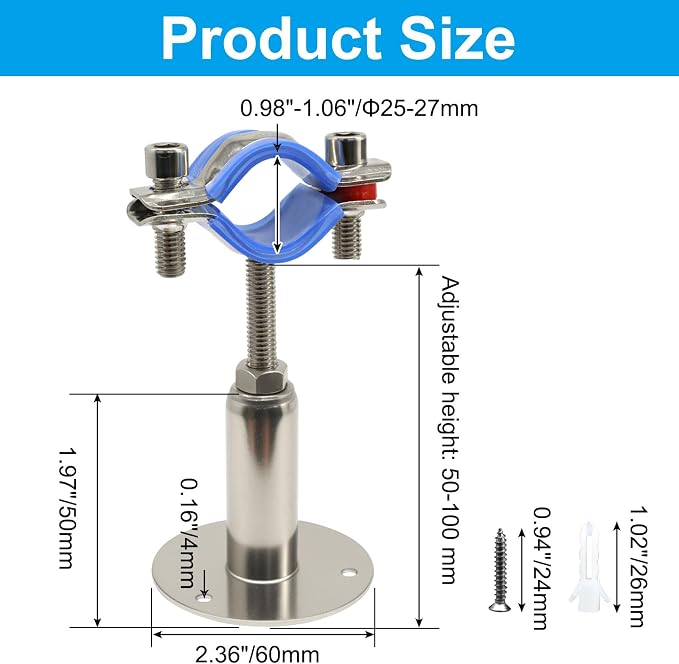304 Stainless Steel Ceiling Mount Pipe Support Bracket, - Image 3