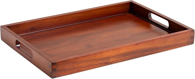 Acacia Wood Serving Tray with Handles, 17.5x12 – Decorative Serving Trays by HomeRedefined