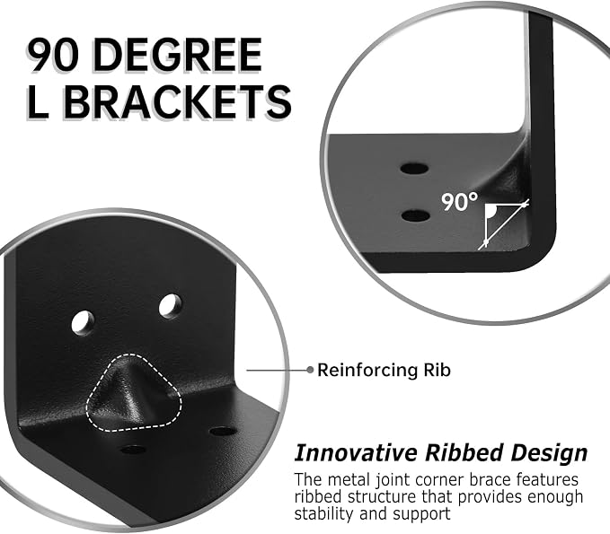 4 PCS Heavy Duty Steel Corner Brackets, DIY L Shelf Brackets, Metal Joint - Image 3