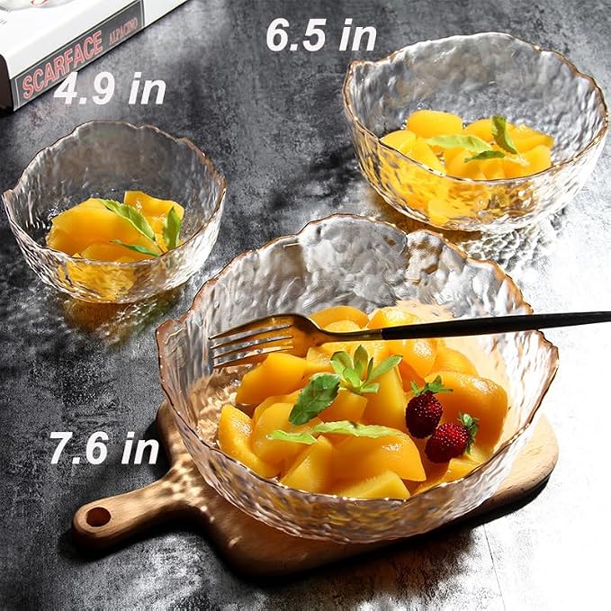 Glass Bowl for Salad Candy Fruit, Decorative Bowl-Crystal Clear Gold, 6.5" | - Image 4
