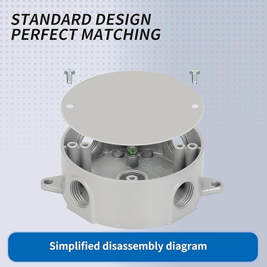 Round Weatherproof Electrical Box, 5 Hole 1/2-Inch Surface Mount Box | Aluminum - Image 4