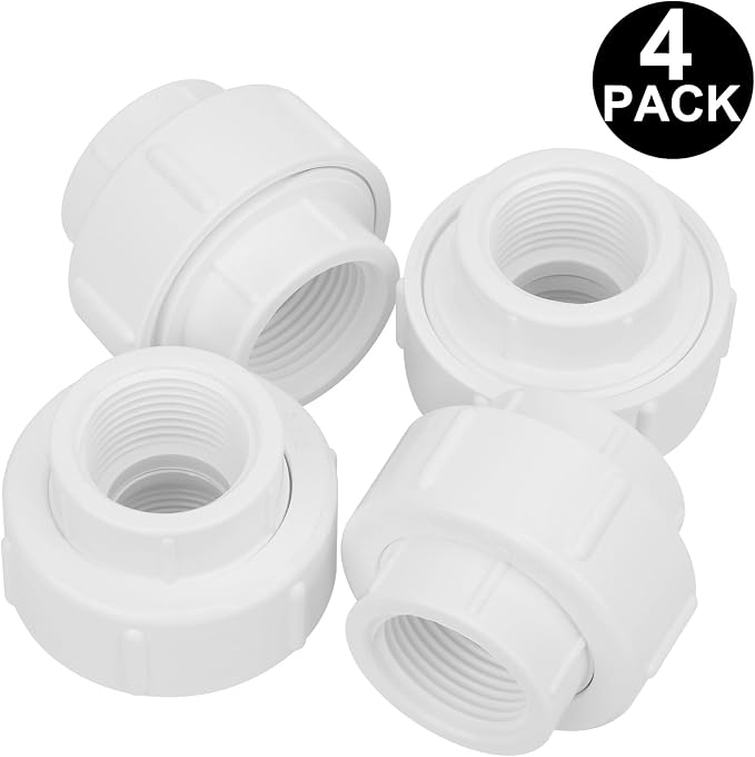 4Pcs 1Inch Female Threaded PVC Union Coupling Pipe Fitting 1'' PVC FNPT Female - Image 3