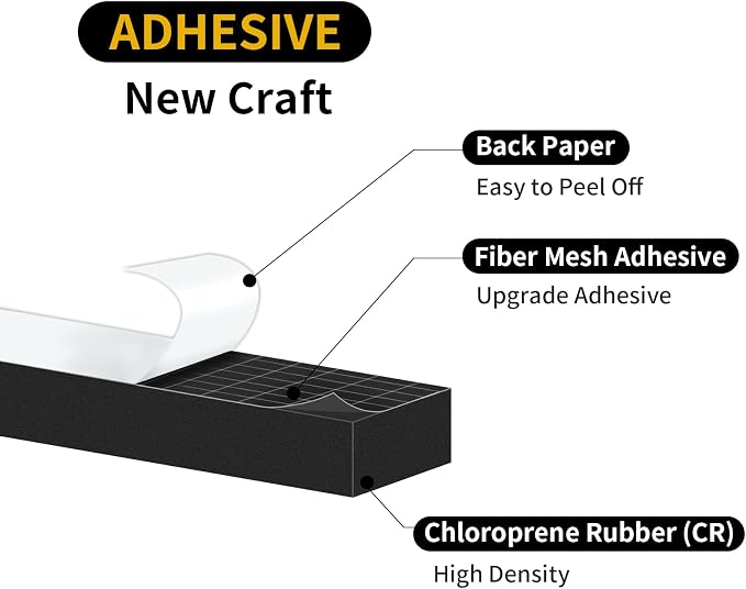 Foam Tape, Weather Stripping, High Density CR, Soundproof, 3/8 in x 1/4 in x - Image 5