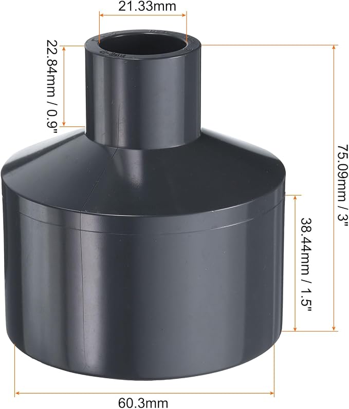 HARFINGTON PVC Reducing Coupling 2 x 1/2" Increaser/Reducer Coupling Pipe - Image 2
