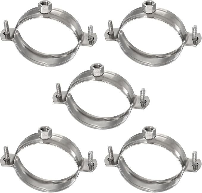 HARFINGTON 5pcs 201 Stainless Steel 2.5"/63mm Split Ring Pipe Hanger Pipe Strap by HARFINGTON
