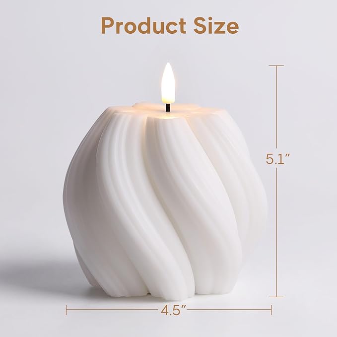 White Swirl Flameless Candle - Image 2