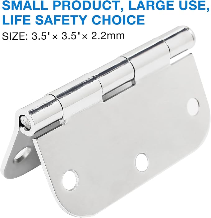 TDCHINGES Rounded Door Hinges 3.5" X 3 1/2 Inch Polished Chrome 5/8" Radius | - Image 6