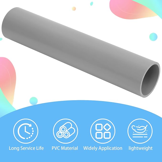 3Inch Grey Electrical Conduit PVC Pipe 17" Long Sch40 PVC Rigid Tube Round - Image 4