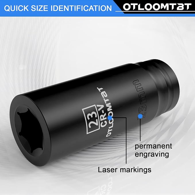 OTLOOMTBT 32PCS Impact Socket Set 1/2" Drive Metric & SAE Deep Sockets | Heavy - Image 4