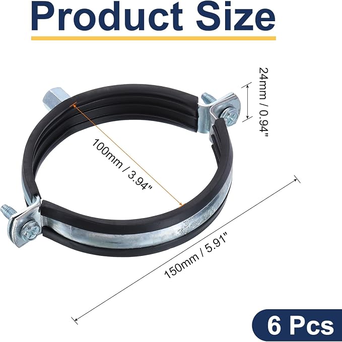 uxcell 6 Pcs Split Ring Pipe Hanger, 100mm/3.9inch Adjustable Pipe Bracket - Image 2
