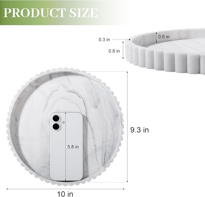 Round Bathroom Tray Perfume Organizer Coffee Table Decor, Heat-Resistant - Image 5