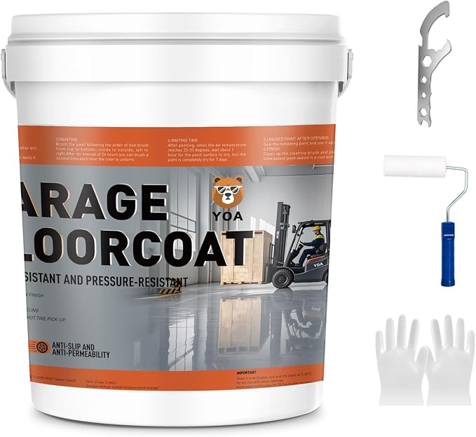 YOA Professional Concrete Garage Floor Paint White, Acrylic Resin Coating - Image 7