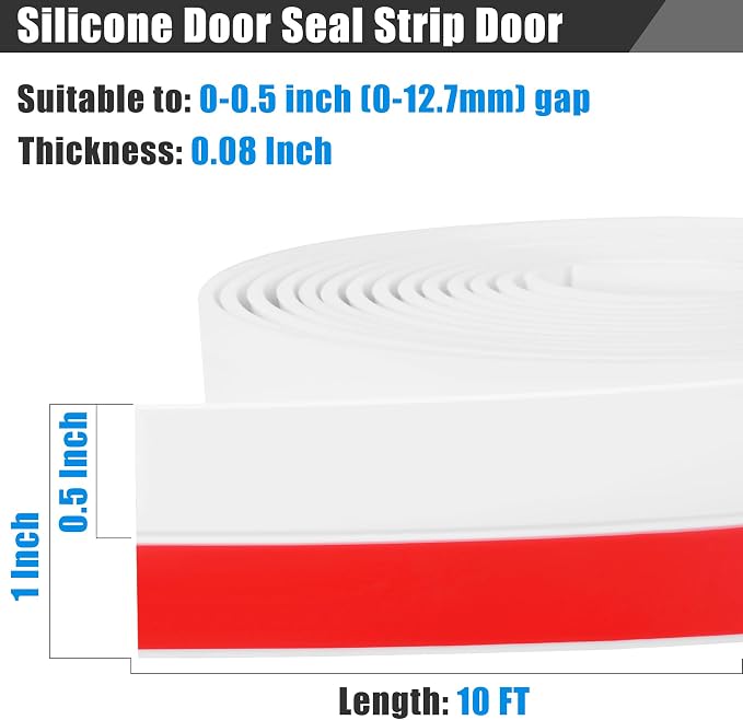 Draft Seal Tape for Doors and Windows 1 in x 10 Ft Silicone Weather Stripping - Image 2