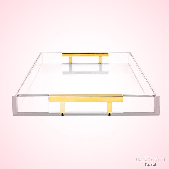 Modern 16"x12" Rectangle Acrylic Lucite Plastic Decorative Serving Tray - Image 4