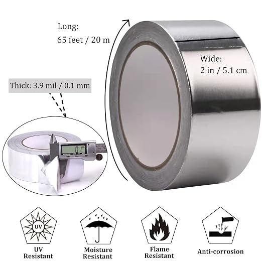 6Rolls Aluminum Foil Tapes, HVAC Duct Tape Heavy Duty, Sealing Patching Heat - Image 2