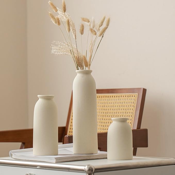 10.4 inches Tall Decorative Ceramic Vase Set, 3 Pieces, 10 inches Nordic Modern - Image 7