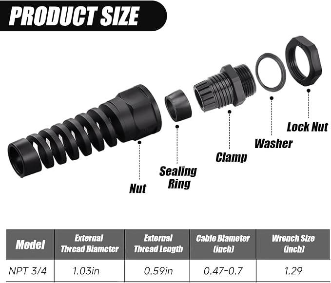 Cable Glands Nylon Cable Gland Waterproof joints - Image 2