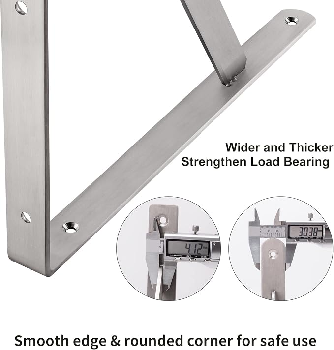 YUMORE 20 Inch Shelf Bracket, Heavy Duty L Bracket, 2 Pack - Image 3