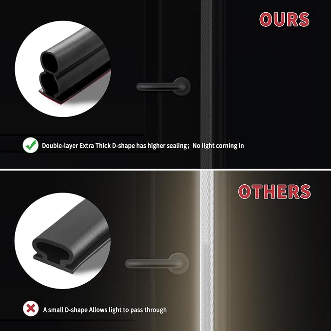40 Feet Rubber Weather Stripping Door Seal Large Gap, Extra Thick Self-Adhesive - Image 3